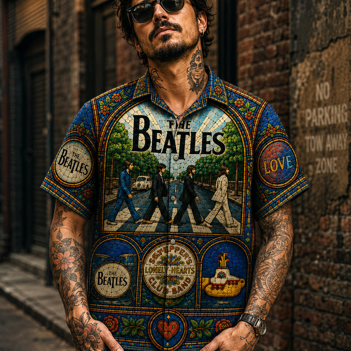 The Beatles Hawaiian Shirt, Abbey Road British Rock Button Up, Sgt Pepper Music Fan Gift