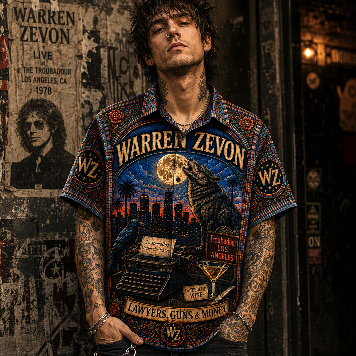 Warren Zevon Hawaiian Shirt, Werewolves of London Button Up, Excitable Boy Rock Music Gift