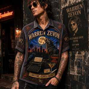 Warren Zevon Hawaiian Shirt, Werewolves of London Button Up, Excitable Boy Rock Music Gift