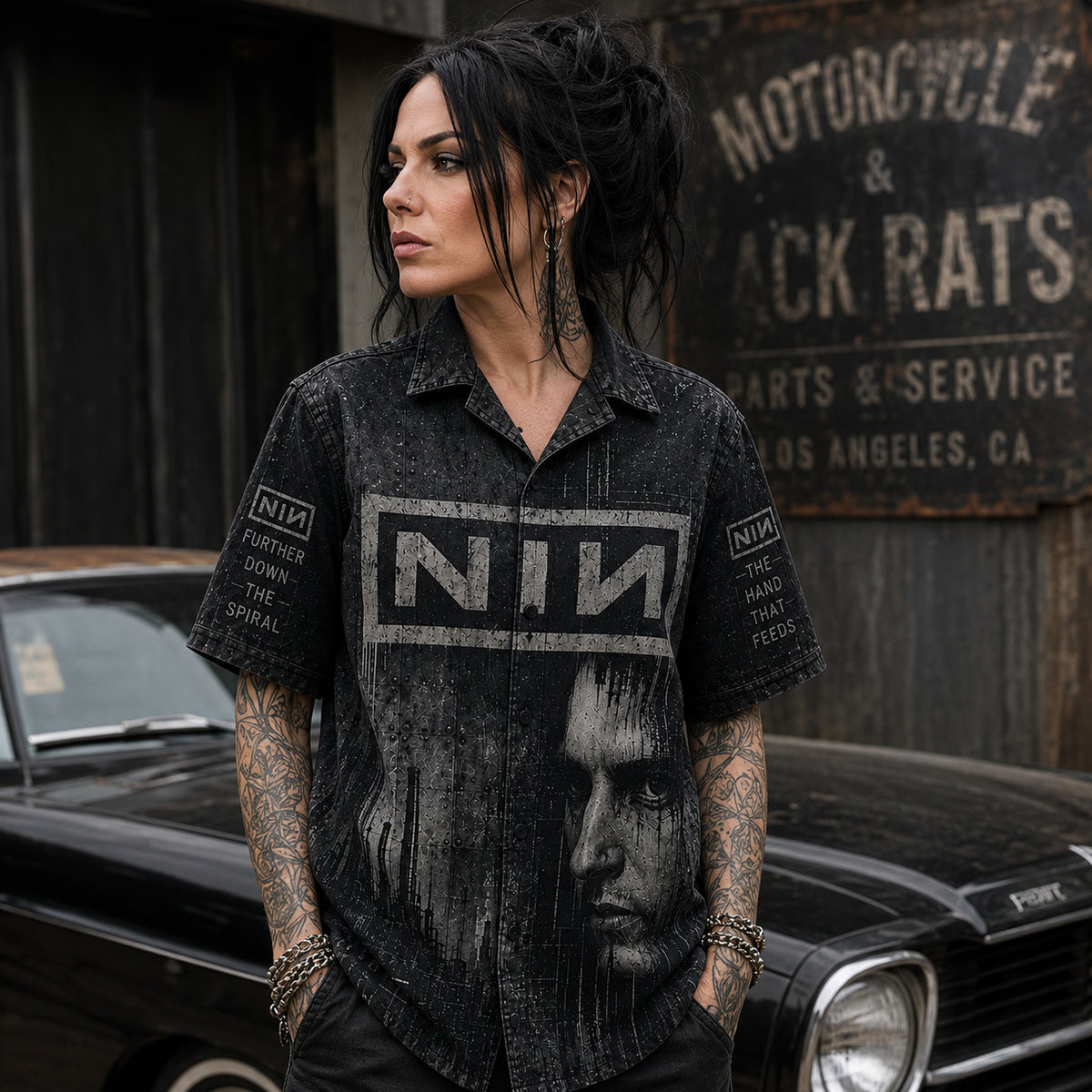 Nine Inch Nails The Downward Spiral Hawaiian Shirt, Downward Spiral Industrial Button Up, Closer Alternative Fan Gift