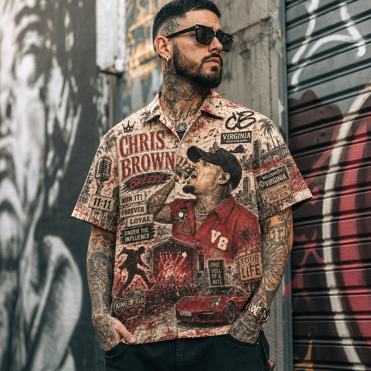 Chris Brown King Of R&B Hawaiian Shirt, R&B Performance Button Up, Dance Music Fan Gift