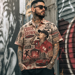 Chris Brown King Of R&B Hawaiian Shirt, R&B Performance Button Up, Dance Music Fan Gift