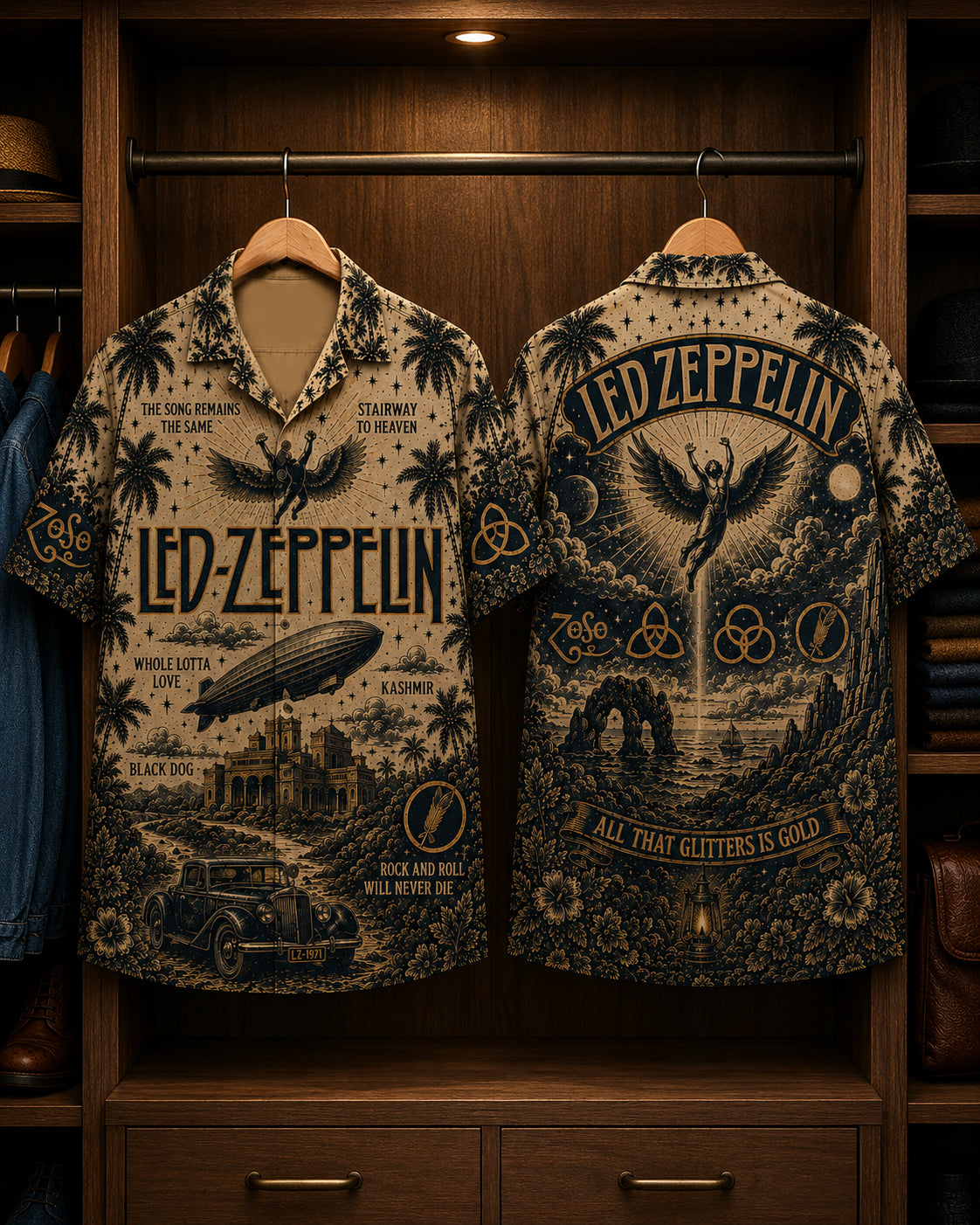 Led Zeppelin Stairway to Heaven Hawaiian Shirt, Stairway to Heaven Rock Button Up, IV Classic Album Fan Gift