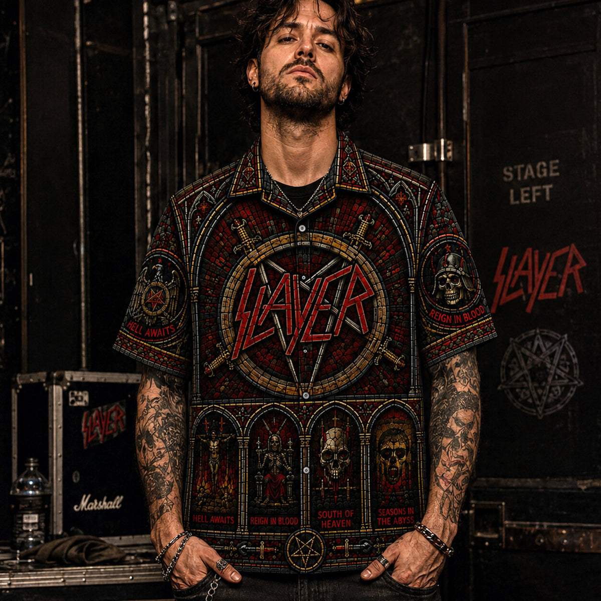 Slayer Hawaiian Shirt, Stage Ready Rock Button Up, Festival Music Collector Gift