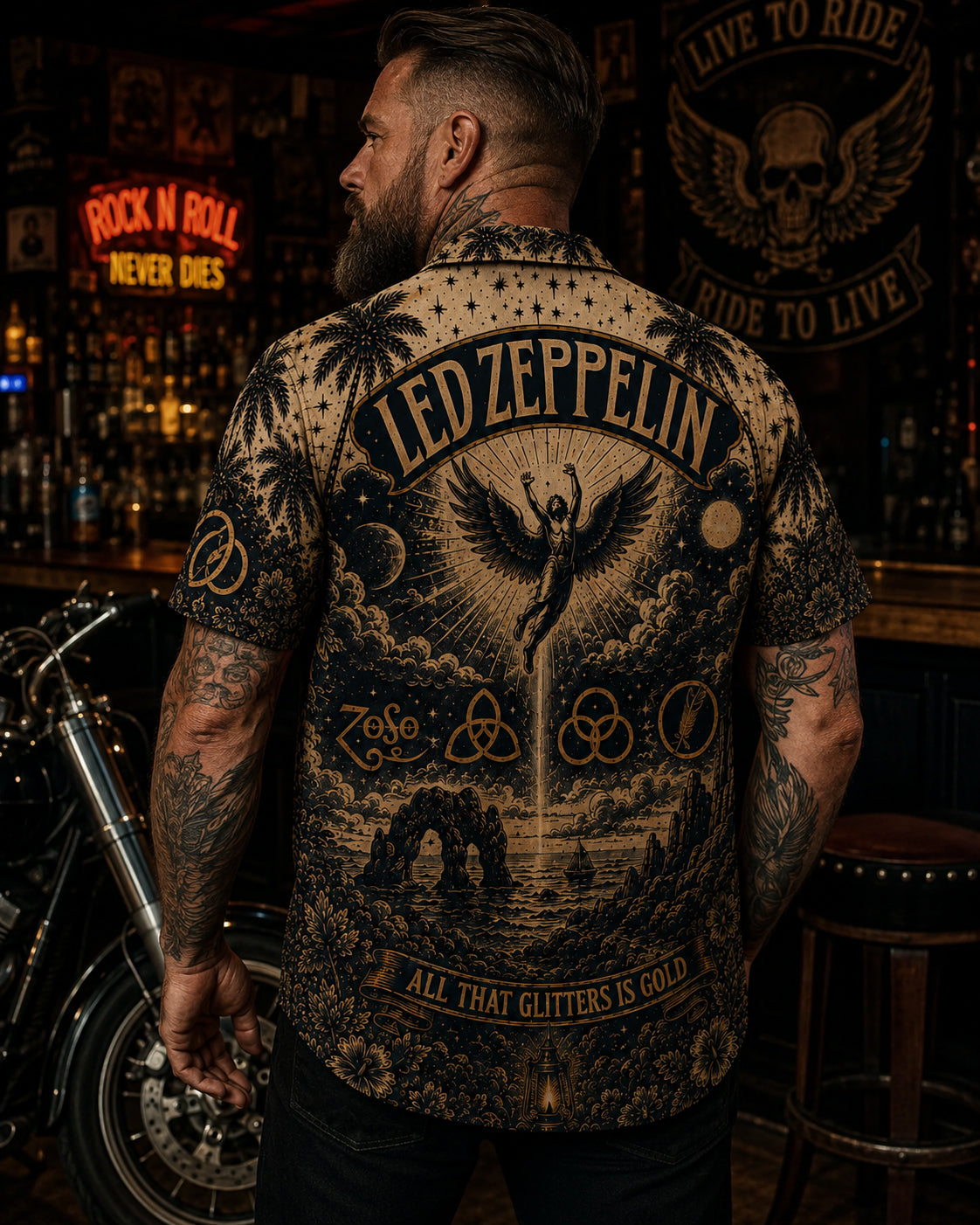 Led Zeppelin Stairway to Heaven Hawaiian Shirt, Stairway to Heaven Rock Button Up, IV Classic Album Fan Gift