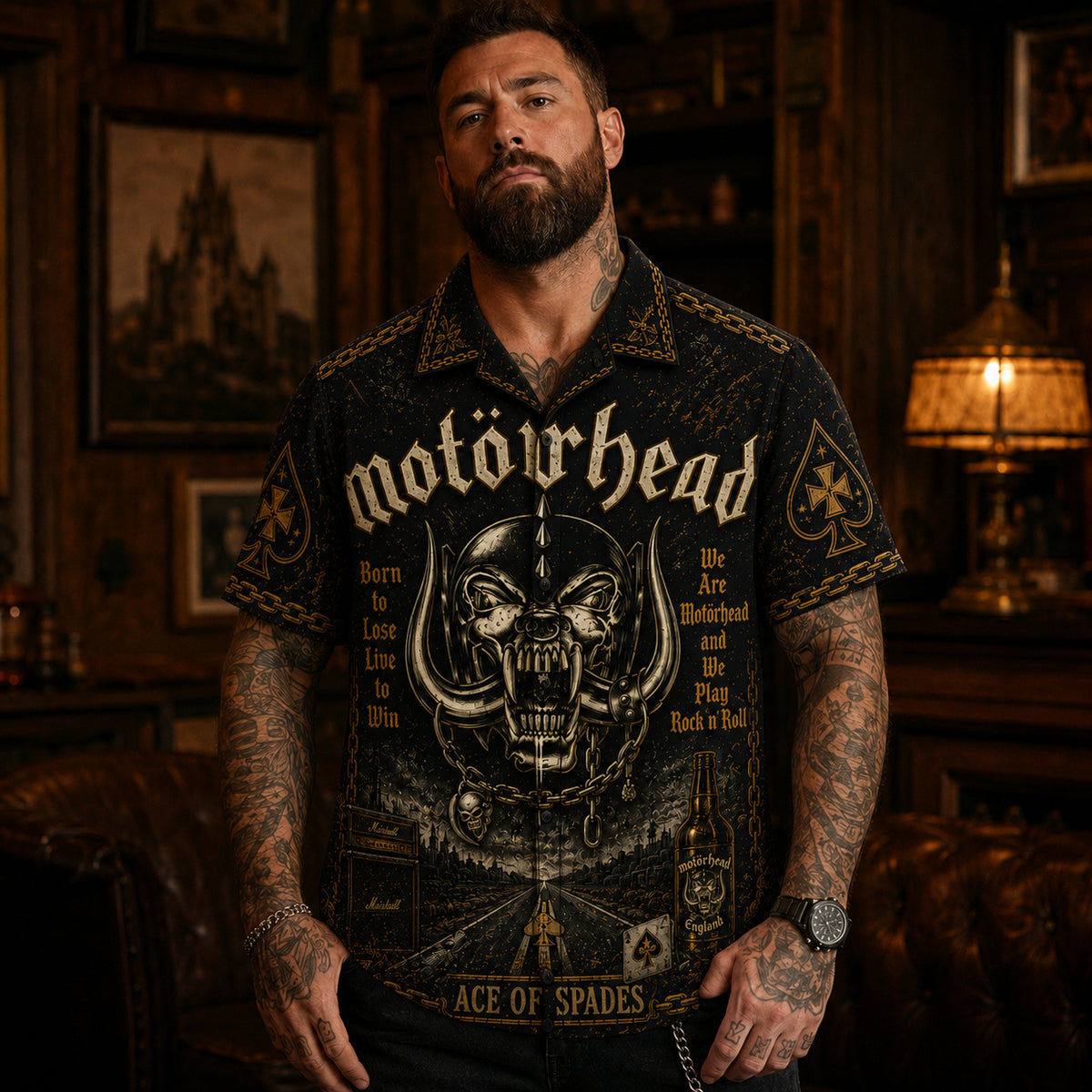 Moto¨rhead Ace of Spades Hawaiian Shirt, Ace of Spades Speed Rock Button Up, Lemmy Classic Metal Fan Gift