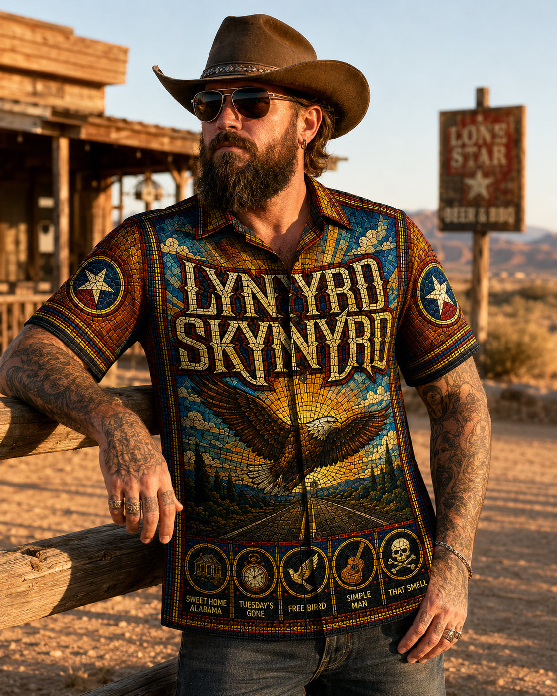 Lynyrd Skynyrd Hawaiian Shirt, Free Bird Southern Rock Button Up, Sweet Home Alabama Fan Gift