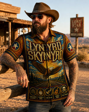 Lynyrd Skynyrd Hawaiian Shirt, Free Bird Southern Rock Button Up, Sweet Home Alabama Fan Gift