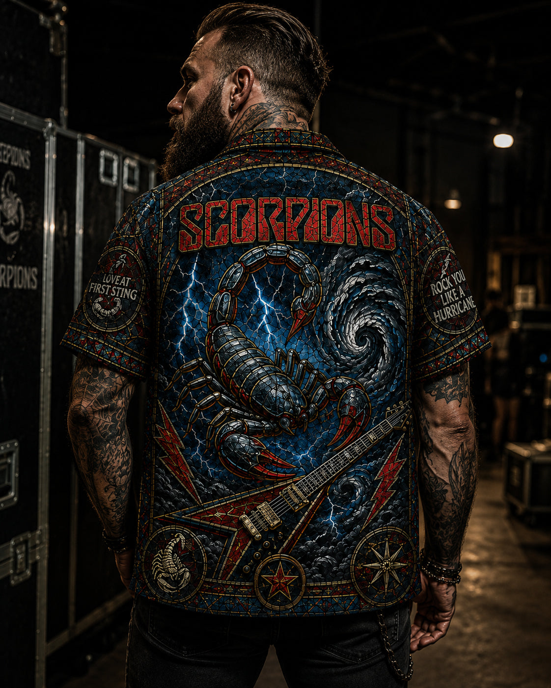 Scorpions Hawaiian Shirt, Retro Concert Artwork Button Up, Rock Music Collector Gift