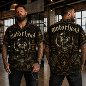 Moto¨rhead Ace of Spades Hawaiian Shirt, Ace of Spades Speed Rock Button Up, Lemmy Classic Metal Fan Gift
