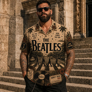 The Beatles Abbey Road Hawaiian Shirt, Abbey Road British Rock Button Up, Sgt Pepper Music Fan Gift