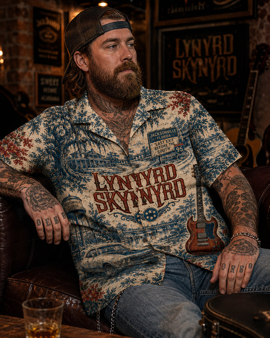 Lynyrd Skynyrd Luxury Hawaiian Shirt, Free Bird Southern Rock Button Up, Sweet Home Alabama Fan Gift