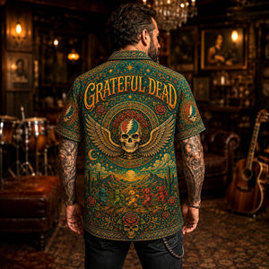 Grateful Dead Hawaiian Shirt, Ripple Folk Rock Button Up, American Beauty Fan Gift