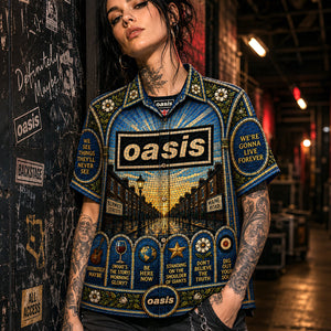 Oasis Hawaiian Shirt, Definitely Maybe Britpop Button Up, Wonderwall Music Fan Gift
