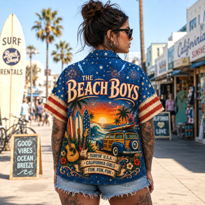 The Beach Boys Hawaiian Shirt, Retro Concert Artwork Button Up, Rock Music Collector Gift