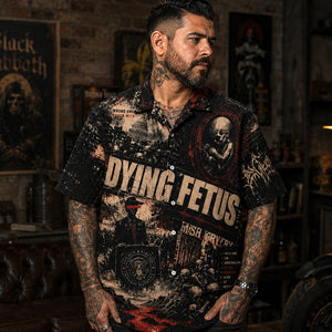 Dying Fetus Hawaiian Shirt, Brutal Death Metal Button Up, Extreme Metal Music Fan Gift