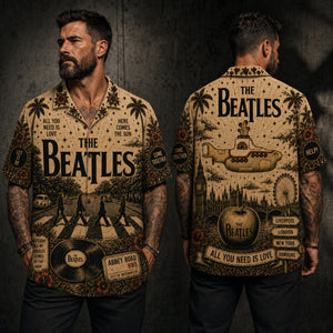 The Beatles Abbey Road Hawaiian Shirt, Abbey Road British Rock Button Up, Sgt Pepper Music Fan Gift