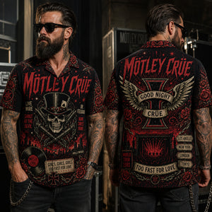 Mo¨tley Cru¨e Too Fast for Love Hawaiian Shirt, Too Fast for Love Glam Button Up, Kickstart My Heart Fan Gift