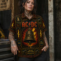 ACDC Stained Glass Hawaiian Shirt, Retro Concert Artwork Button Up, Rock Music Collector Gift