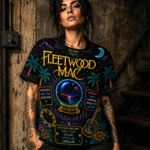 Fleetwood Mac Neon Hawaiian Shirt, Rumours Soft Rock Button Up, Dreams Classic Music Fan Gift