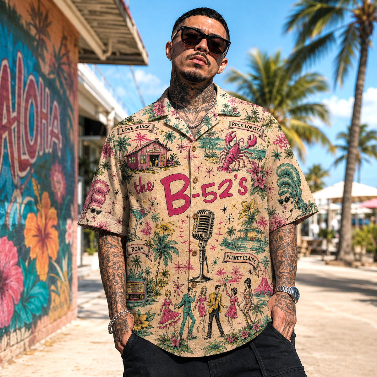 The B52 Retro Hawaiian Shirt, Stage Ready Rock Button Up, Festival Music Collector Gift