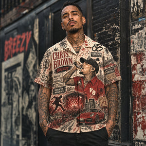 Chris Brown King Of R&B Hawaiian Shirt, R&B Performance Button Up, Dance Music Fan Gift