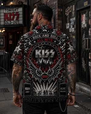 KISS Luxury Hawaiian Shirt, Destroyer Glam Rock Button Up, Detroit Rock City Fan Gift