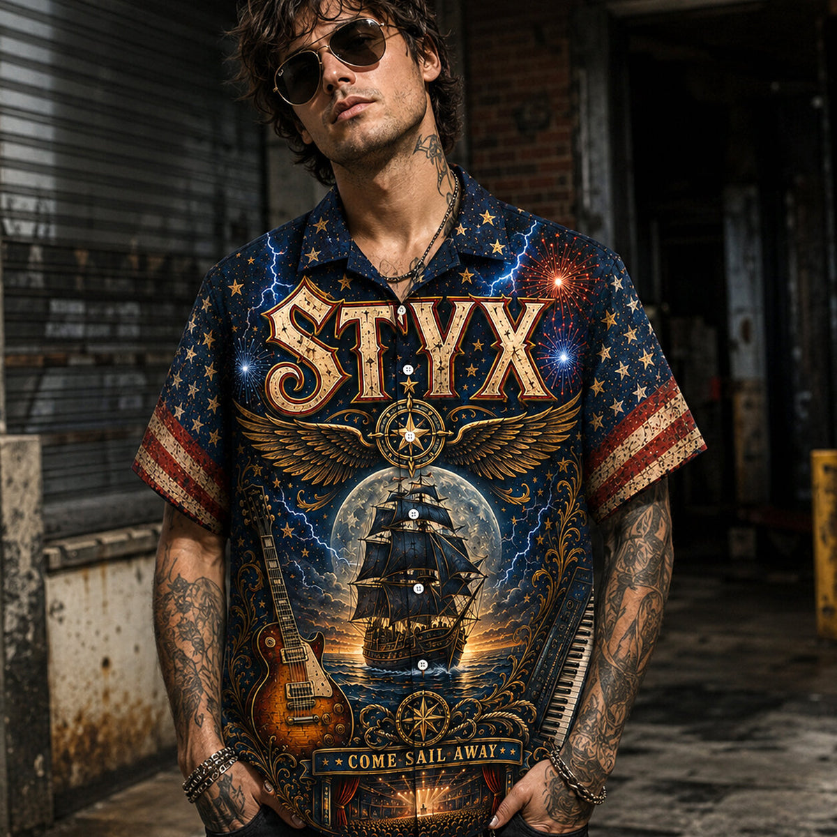 Styx Band Hawaiian Shirt, Come Sail Away Rock Button Up, Grand Illusion Music Fan Gift