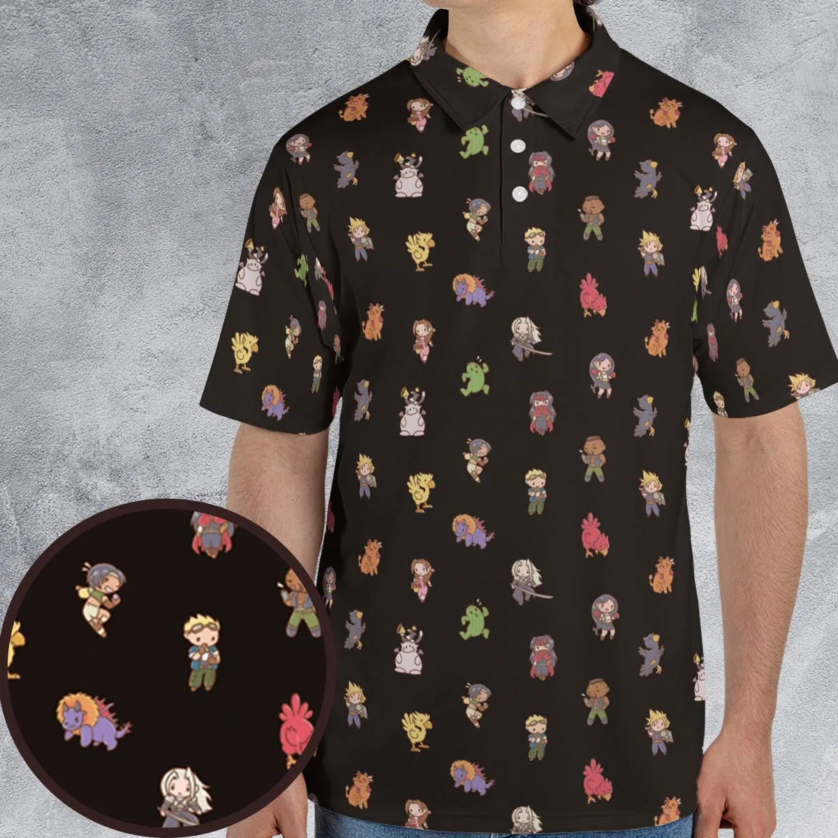 Final Fantasy Characters Pattern AOP Men/Women Polo Shirt