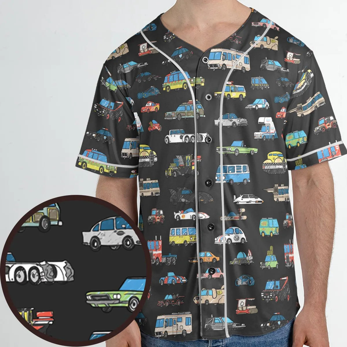 Movie Cars Pattern Unisex Baseball Jersey