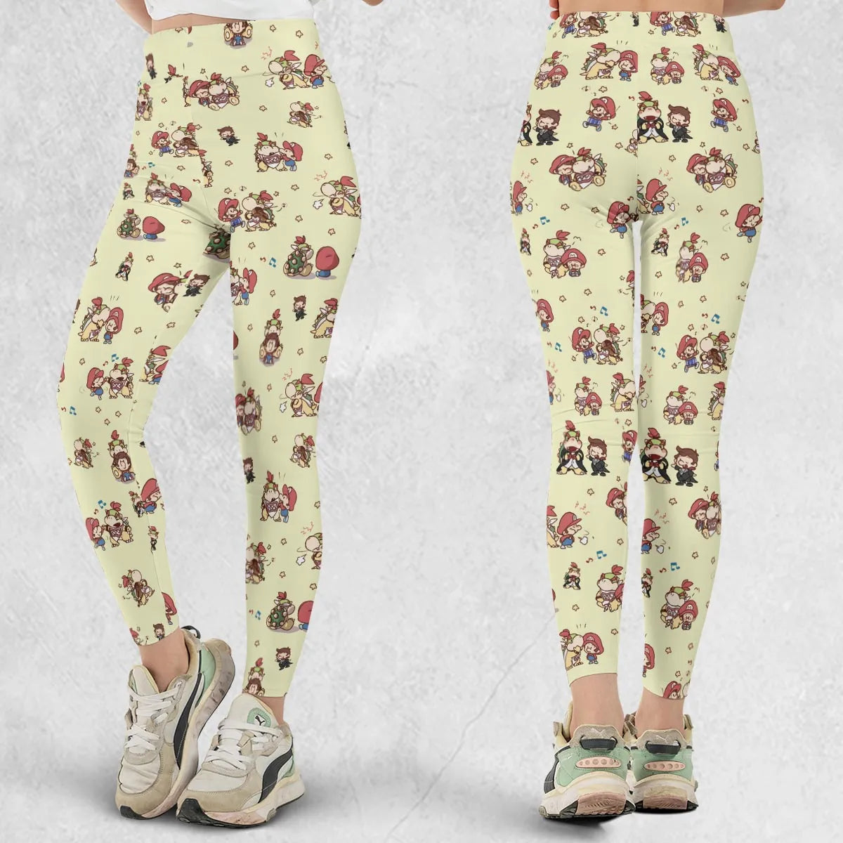 So Cute Bowser and Mario Pattern Legging