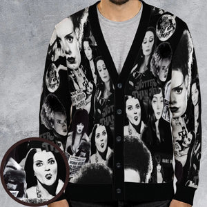Horror Ladies Slay Collage Classic Horror Movies Cardigan