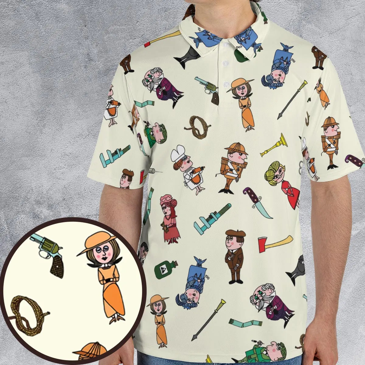 Clue Board Game Characters AOP Men/Women Polo Shirt