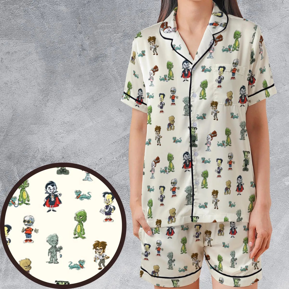 Classic Universal Monster Babies Satin Short-Sleeve Pajamas Set
