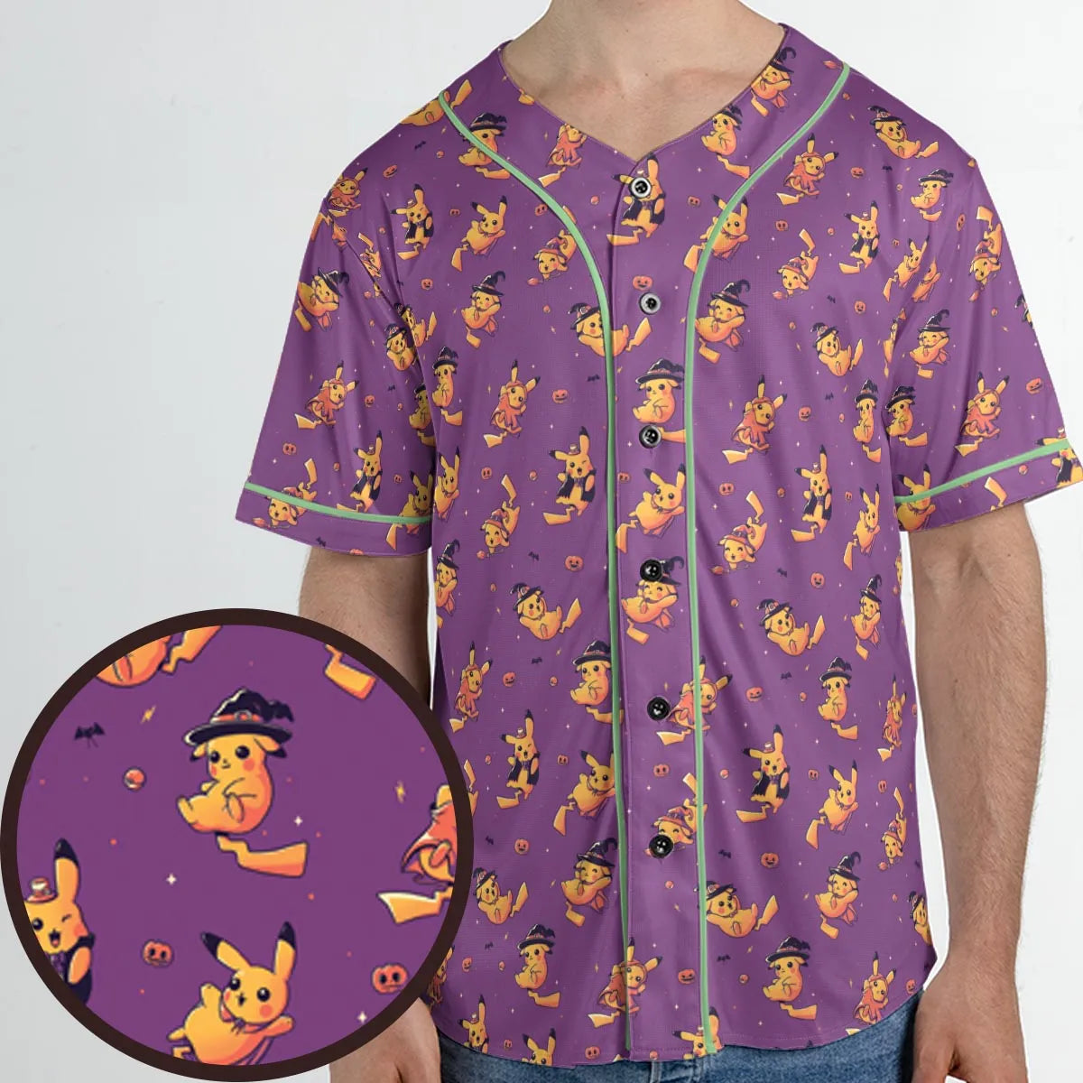 Electric Halloween Cute Pikachu Pattern Unisex Baseball Jersey