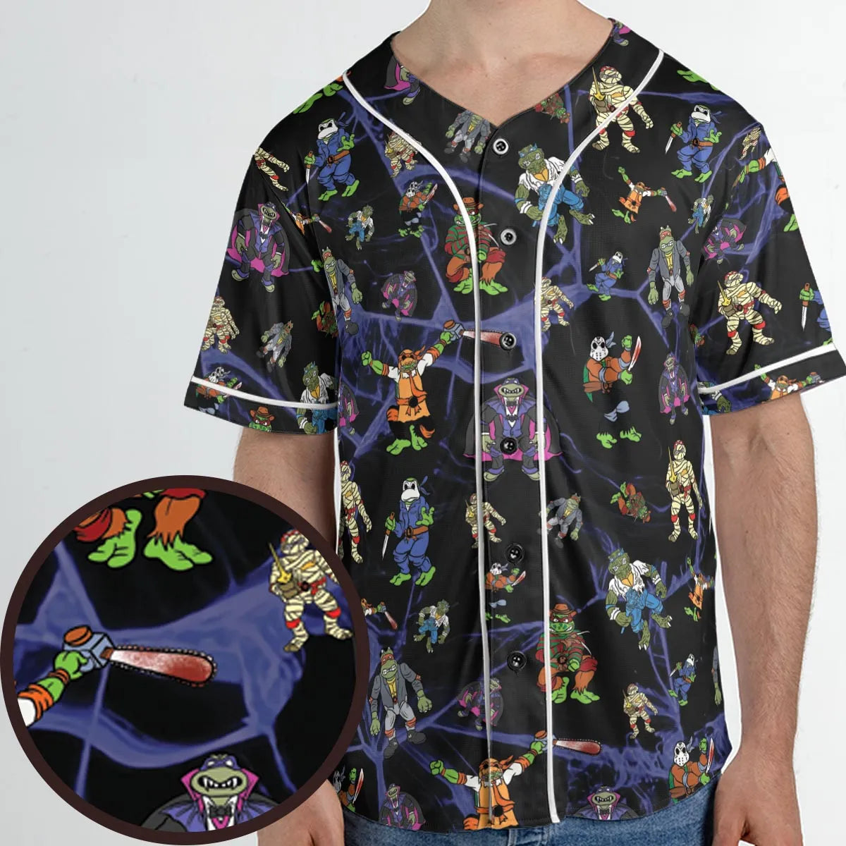 TMNT Universal Monsters And Sewer Slasher Toys Unisex Baseball Jersey