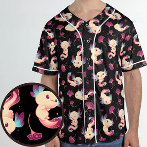 Axolotl Wonders Cute Salamanders Pattern Unisex Baseball Jersey