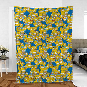 Head Toss The Simpson Characters Fleece Blanket