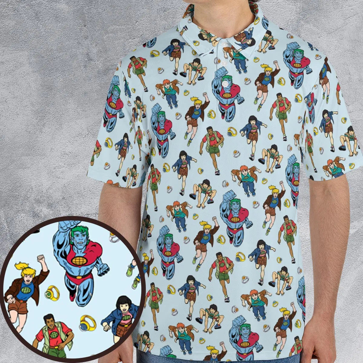 Save The Planet Captain Planet and the Planeteers AOP Men/Women Polo Shirt