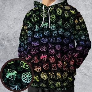 DnD Rainbow Dice Set Pattern All-over Print Hoodie