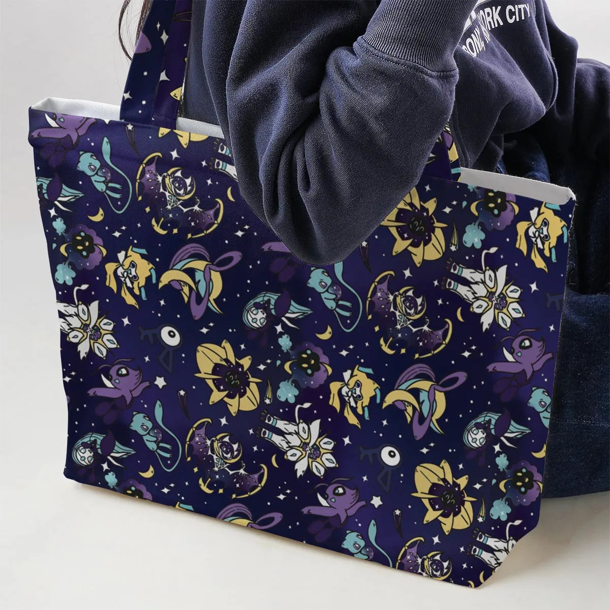 Galaxy Mew Psychic Type Pokemon Large Tote Bag