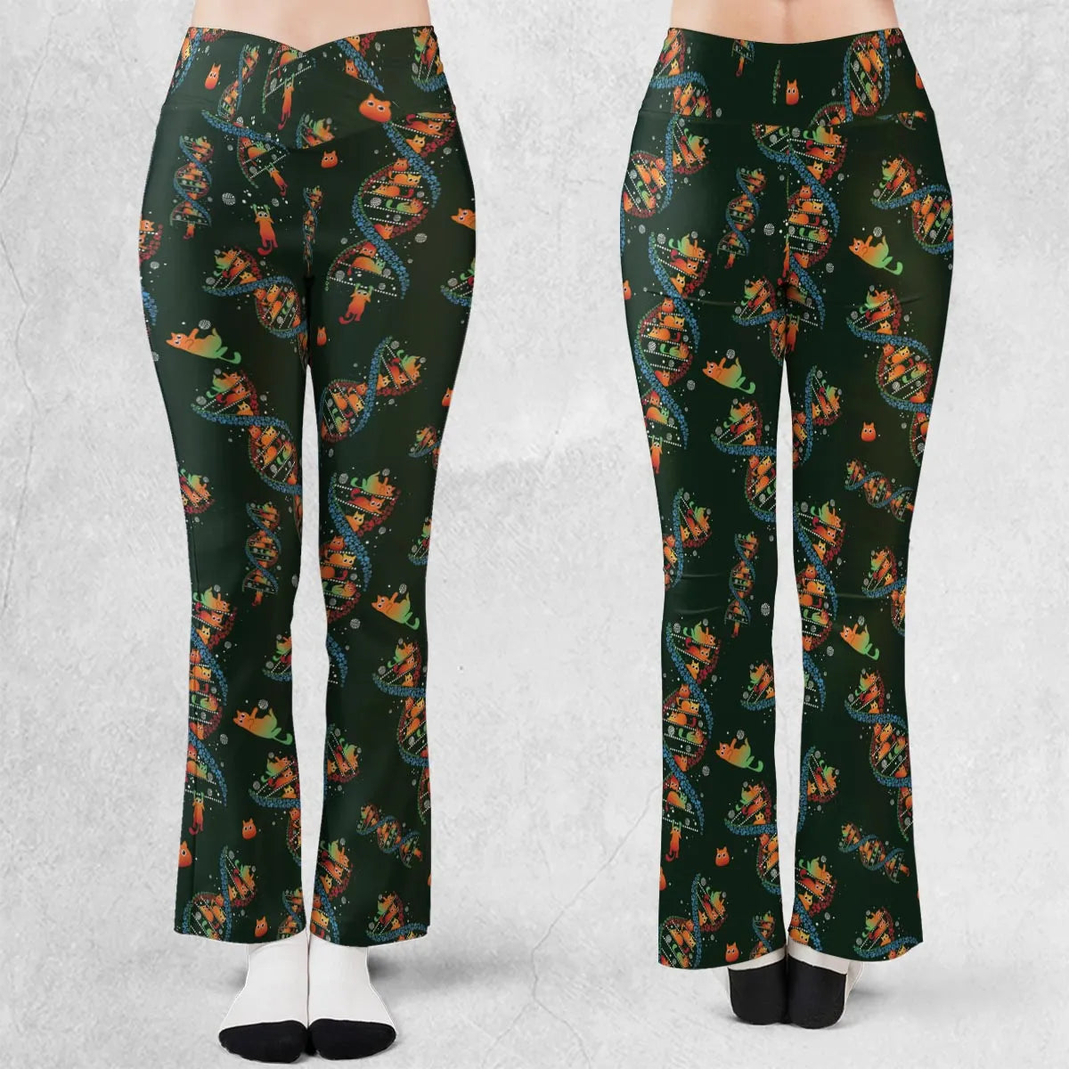 Cat Kitten DNA Pattern Flare Leggings