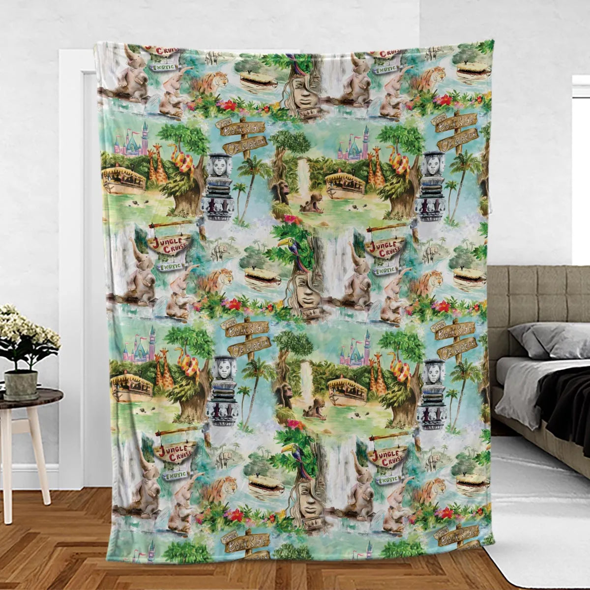Water Color Jungle Cruise Map Fleece Blanket