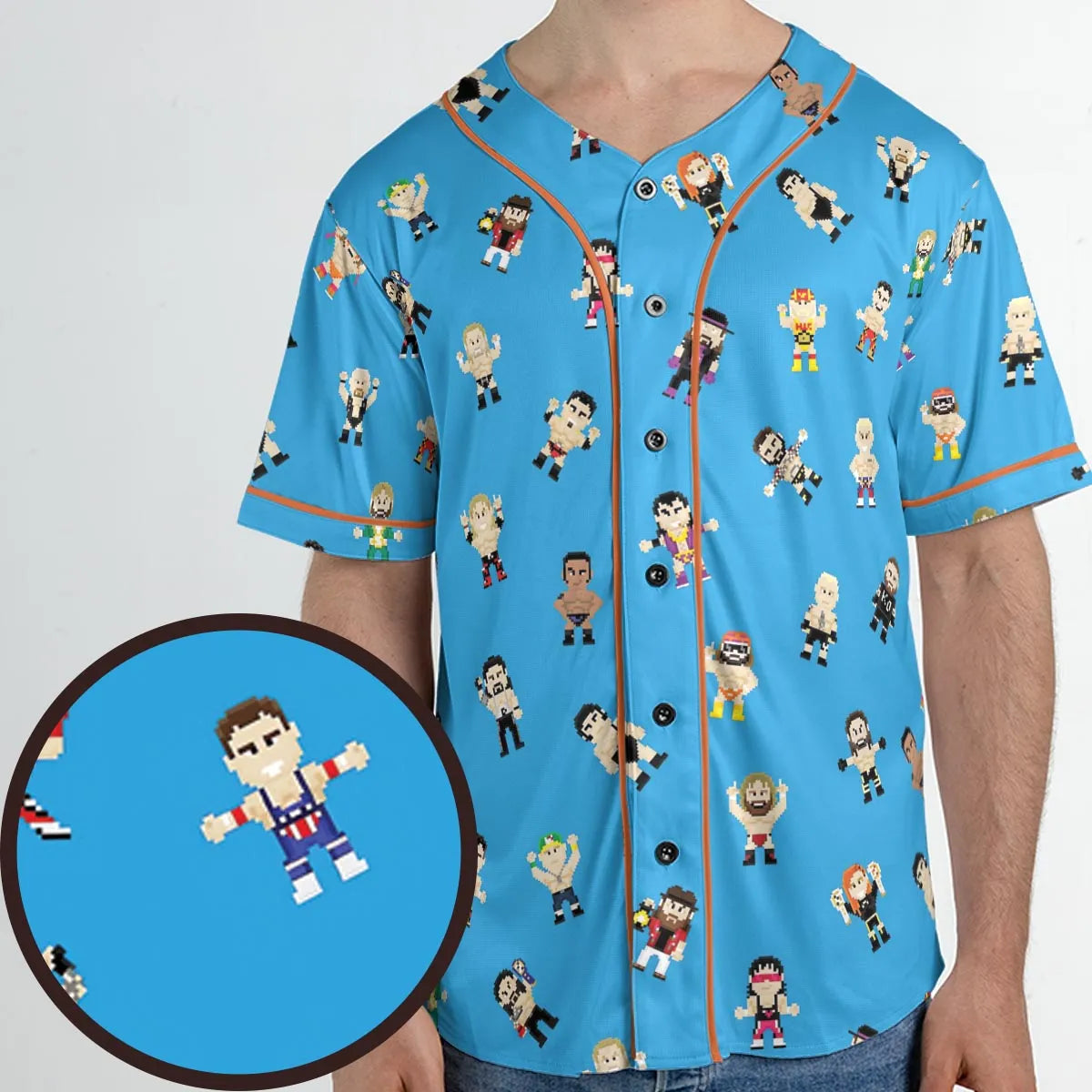 8-Bit Wrestlers Unisex Baseball Jersey