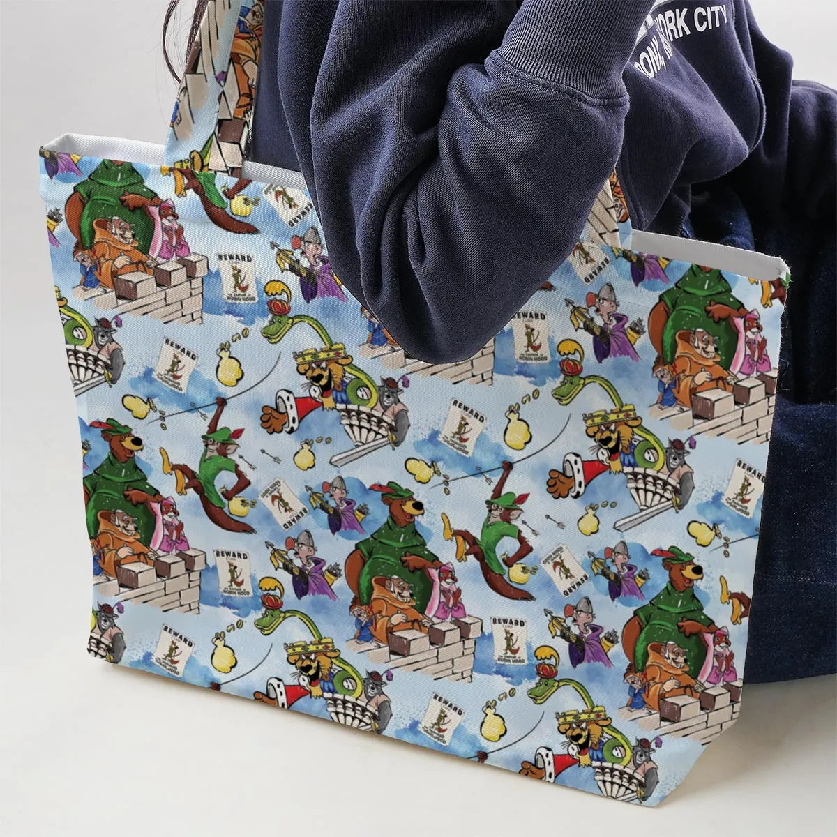Robin Hood Characters Pattern Large Tote Bag