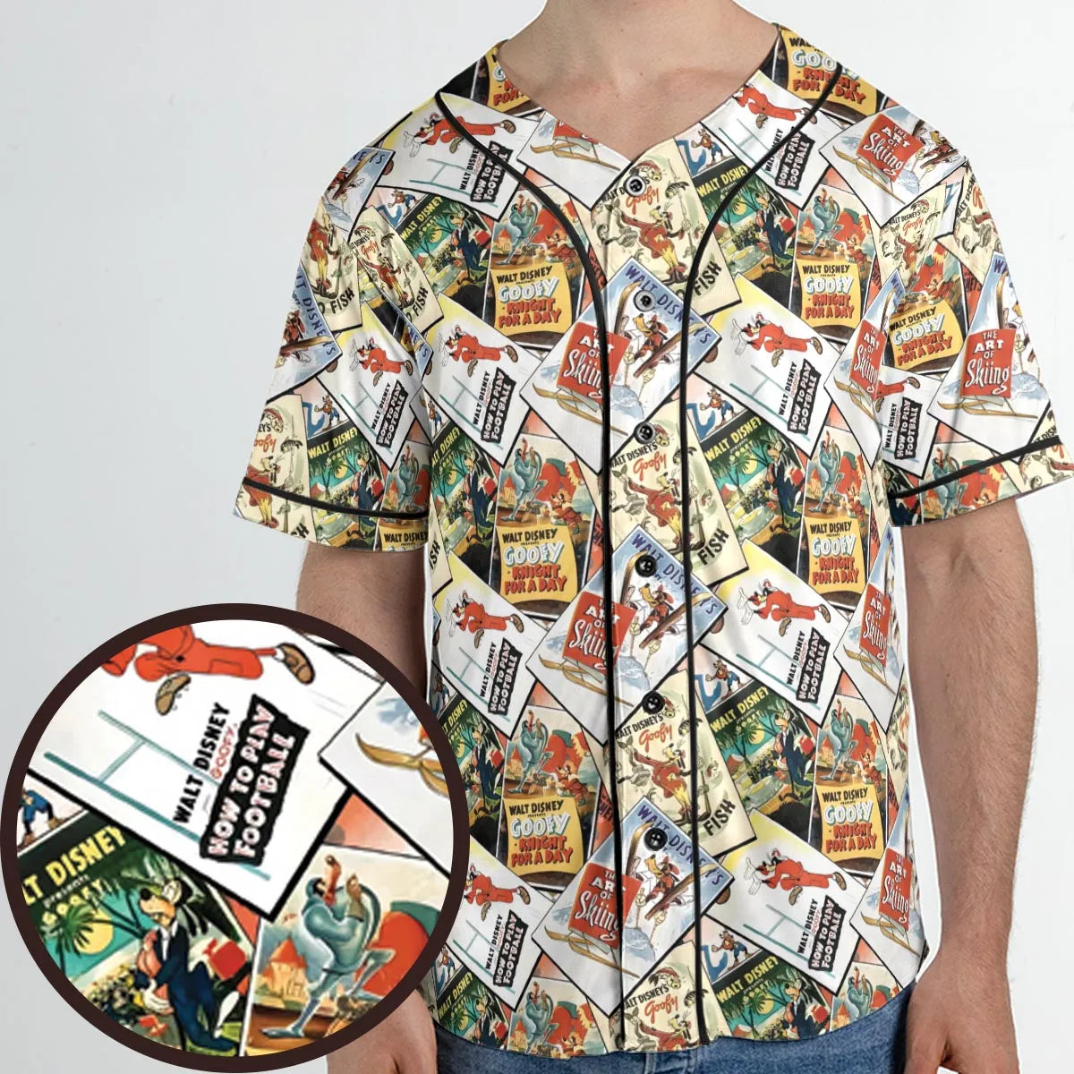 Goofy Vintage Posters Unisex Baseball Jersey