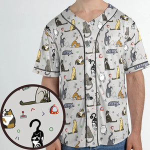 Cat the Gamer Pattern Unisex Baseball Jersey