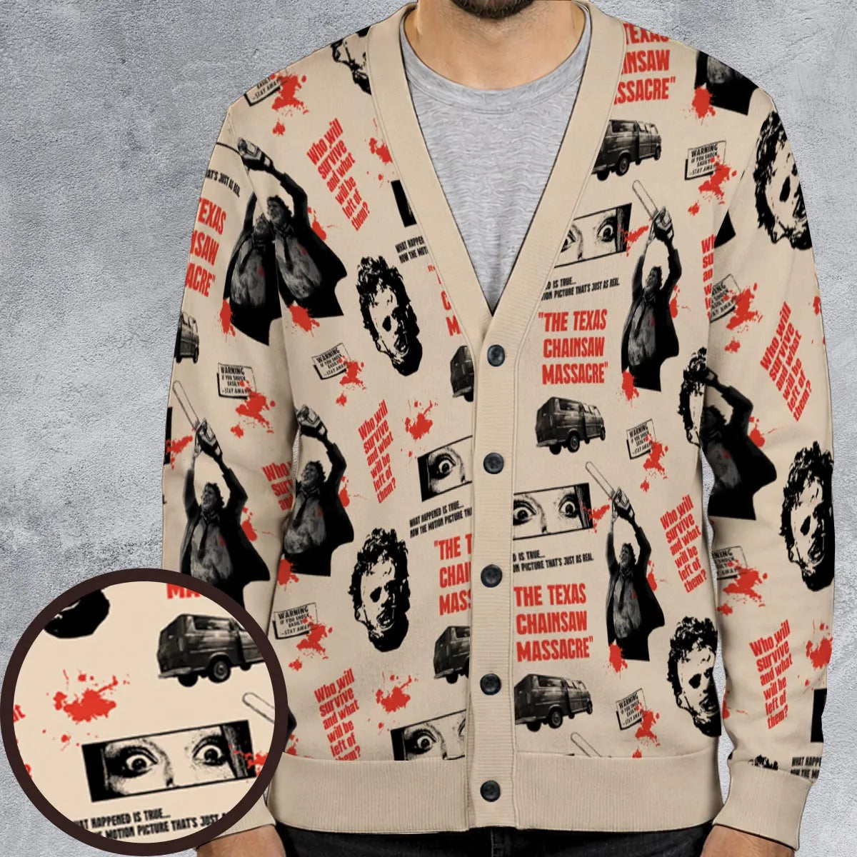 Leatherface The Texas Chainsaw Massacre Horror Pattern Cardigan