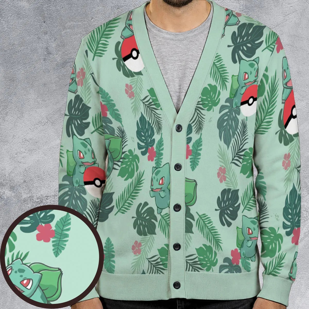 Bulbasaur Pokemon Pattern Cardigan