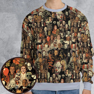 Horror Movie Characters Halloween Pattern All-over Print Sweatshirt